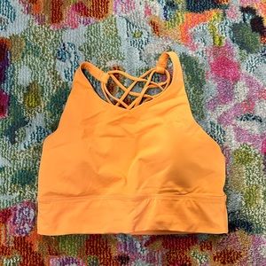 LULULEMON longline high neck sports bra size 12 in orange creamsicle